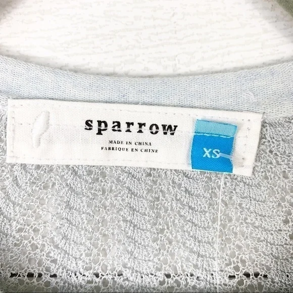 𝅺SPARROW Anthropologie Shimmer Fan Cardigan Sweater Button Blue XS - Picture 9 of 11